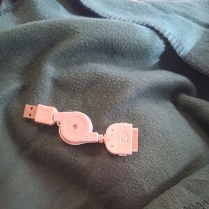 Compact White Retractable USB Charging Cable